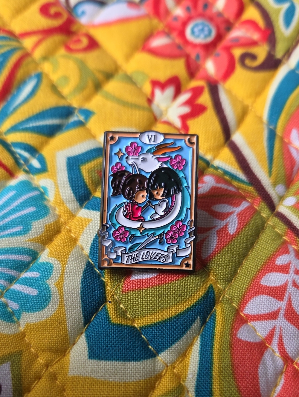 The Lovers Tarot Enamel Pin - Blue & PinkStudio Studio Ghibli Spirited Away